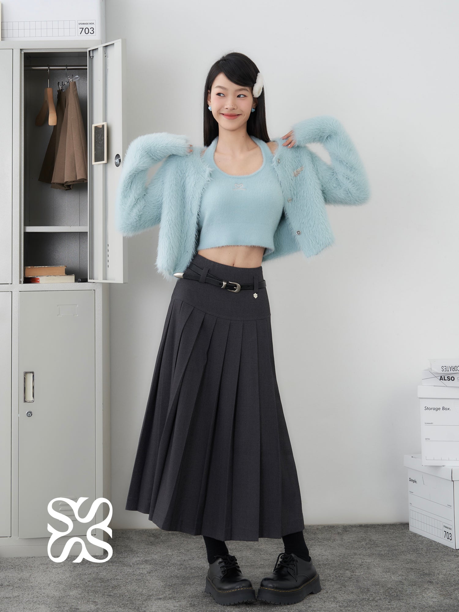 SOMESOWE Grey Academy Pleated Skirt | MADA IN CHINA