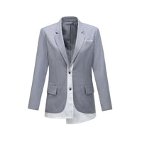 ANDREA MARTIN Grey Asymmetric Blazer Jacket | MADA IN CHINA