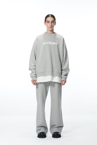 ATTEMPT Grey Basic Logo Print Crewneck Sweater | MADA IN CHINA