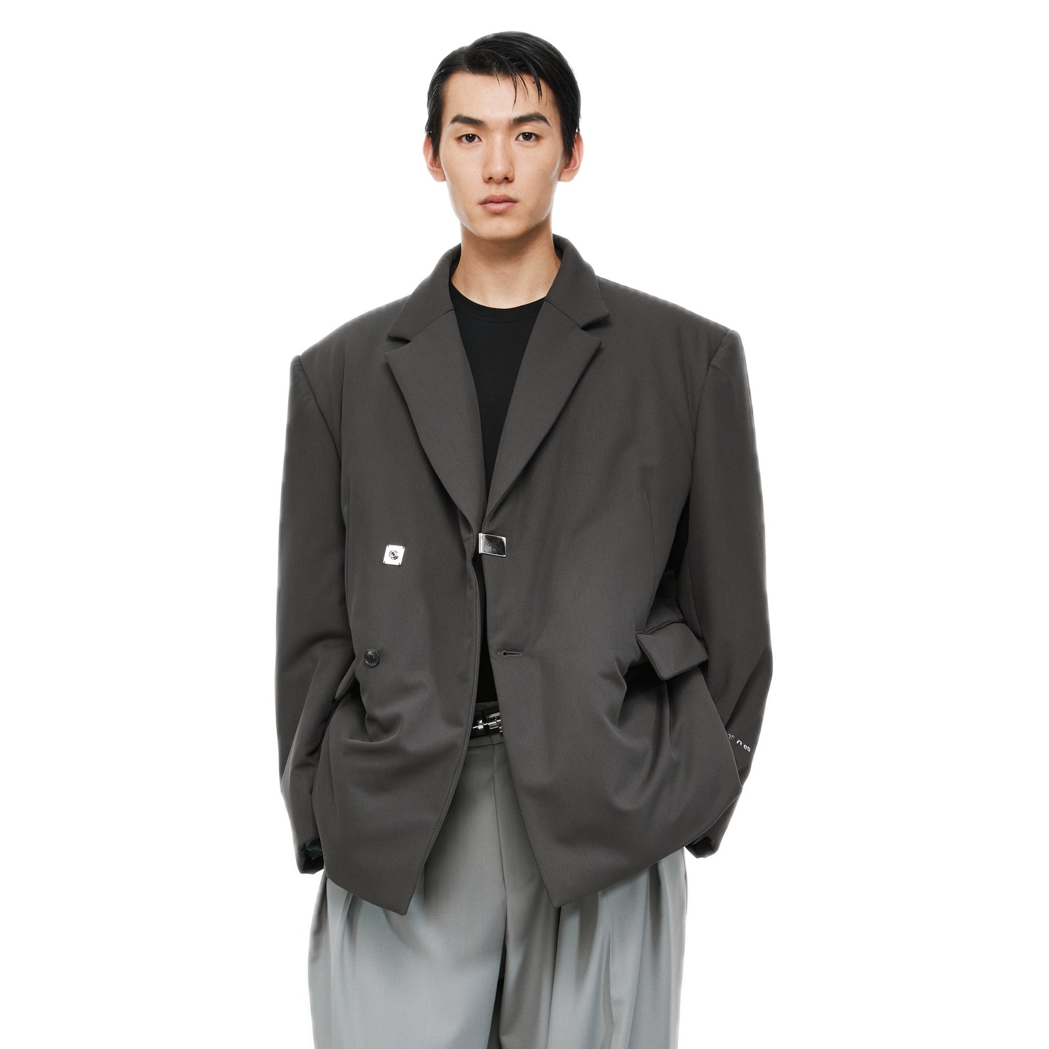 UNAWARES Grey Customized Adjustable Double Breasted Suit | MADA IN CHINA