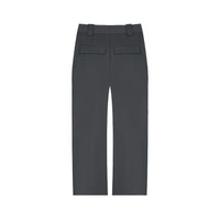 UNAWARES Grey Customized Logo Metal Strip Textured Dark Pattern TR Inverted Pleated Trousers | MADA IN CHINA