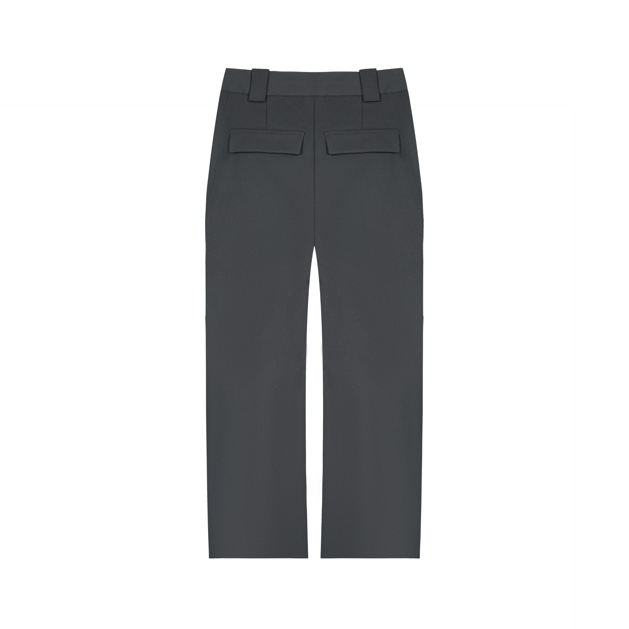 UNAWARES Grey Customized Logo Metal Strip Textured Dark Pattern TR Inverted Pleated Trousers | MADA IN CHINA