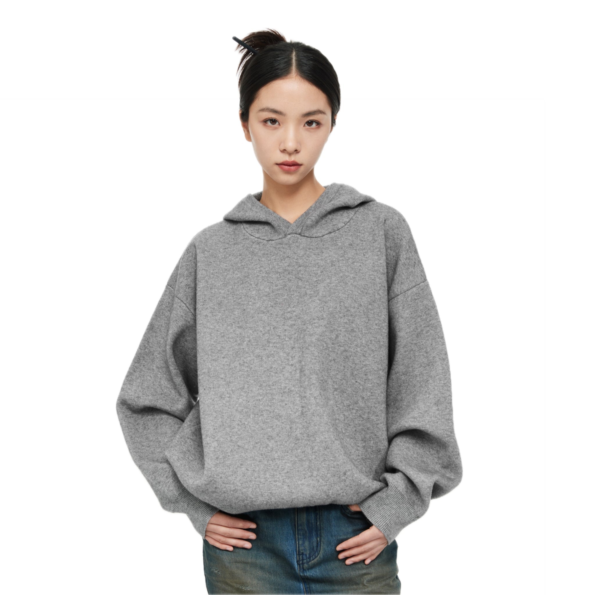 UNAWARES Grey Customized Oversize Hooded Sweatshirt Logo Sweater | MADA IN CHINA