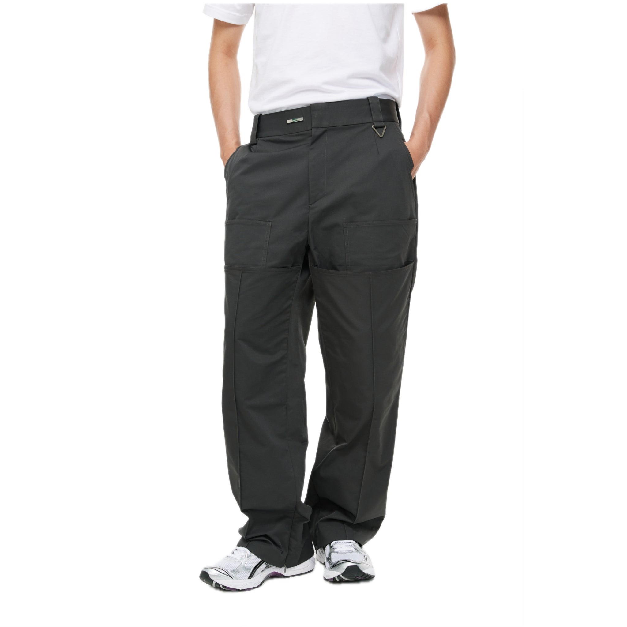 UNAWARES Grey Customized Triangle Buckle Cargo Pants | MADA IN CHINA