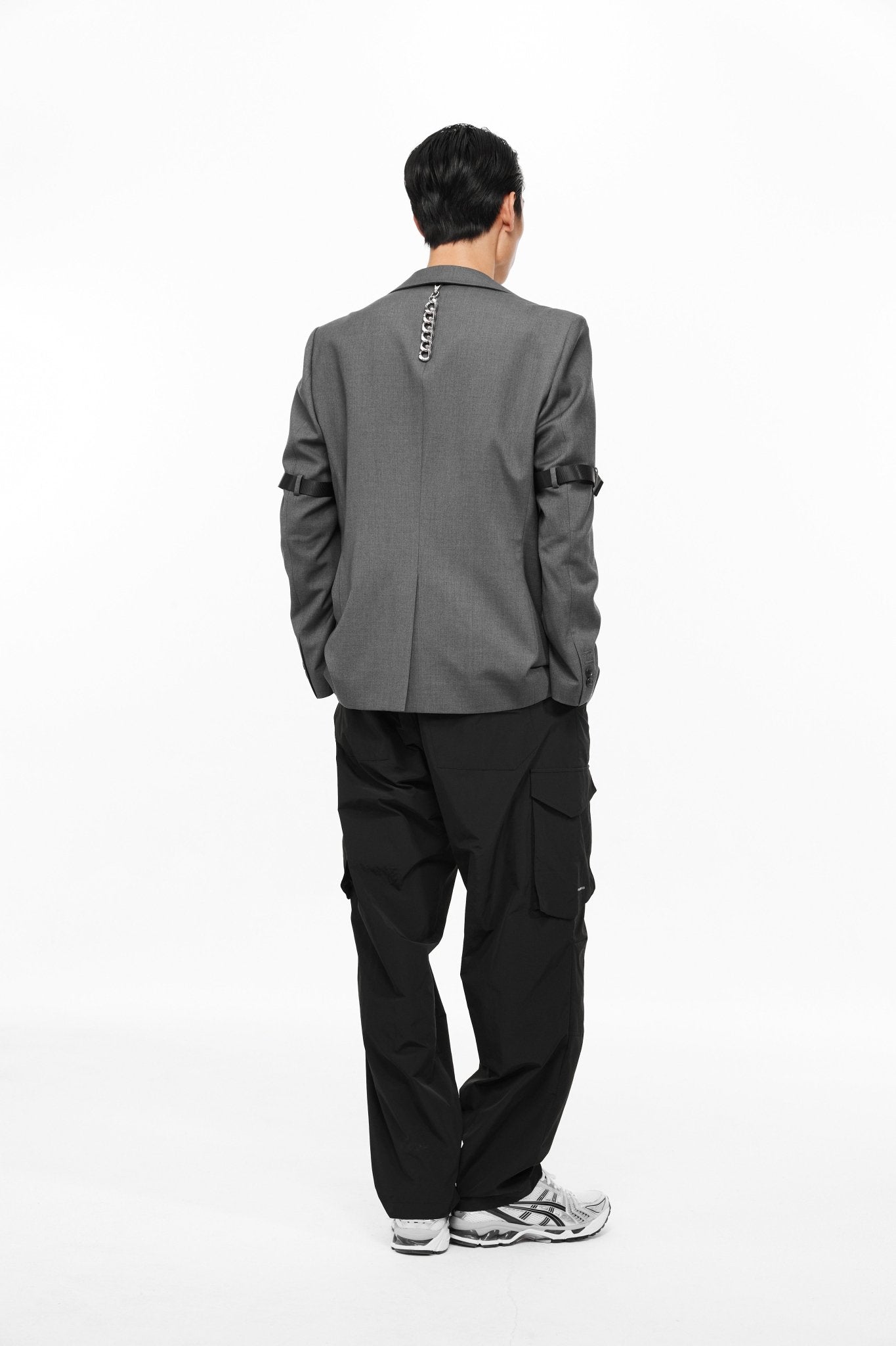 UNAWARES Grey Deconstructed Double Layer Single Breasted Suit | MADA IN CHINA