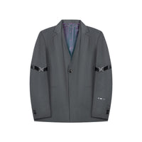 UNAWARES Grey Deconstructed Double Layer Single Breasted Suit | MADA IN CHINA