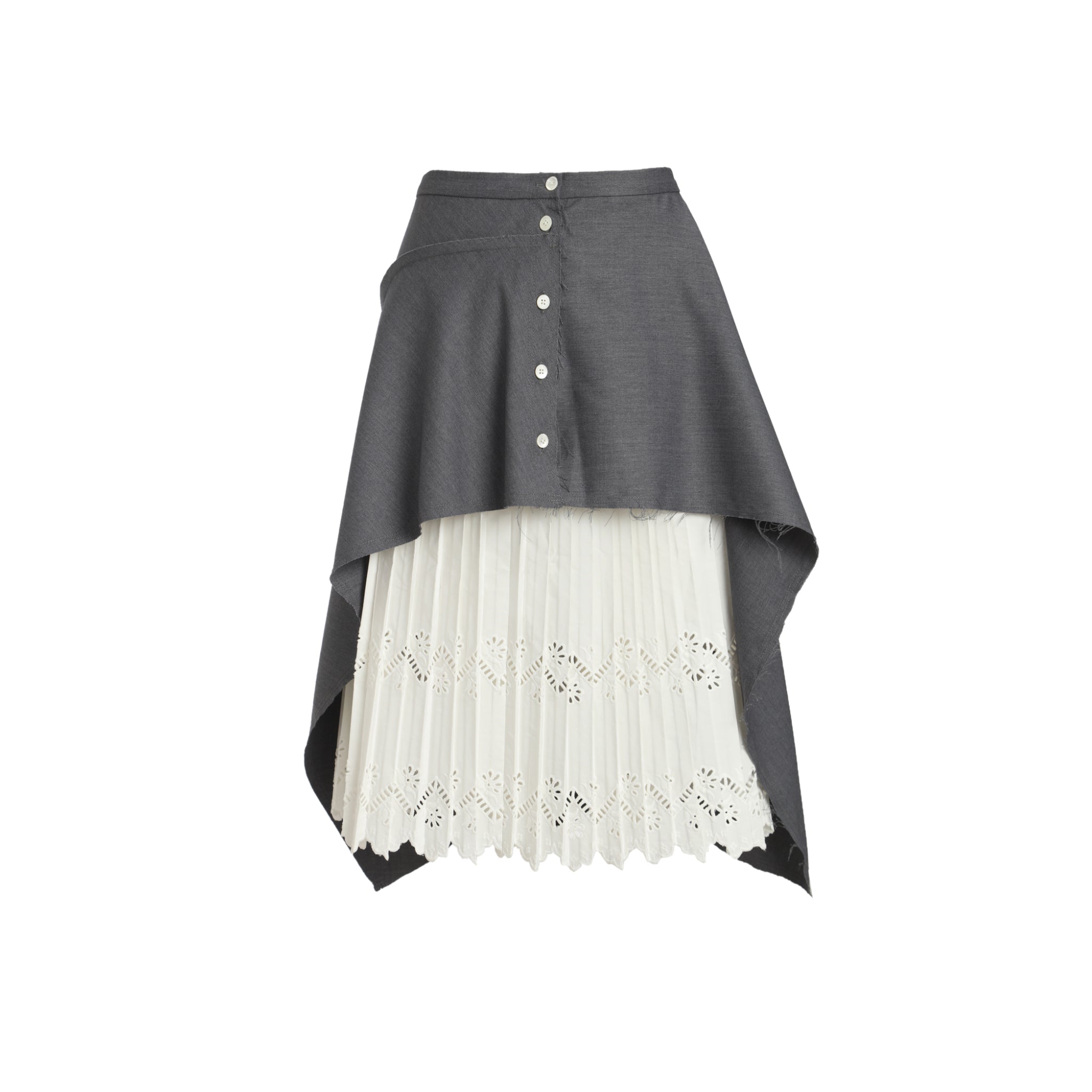 DEPLUMER Grey Lace Pleated Skirt | MADA IN CHINA