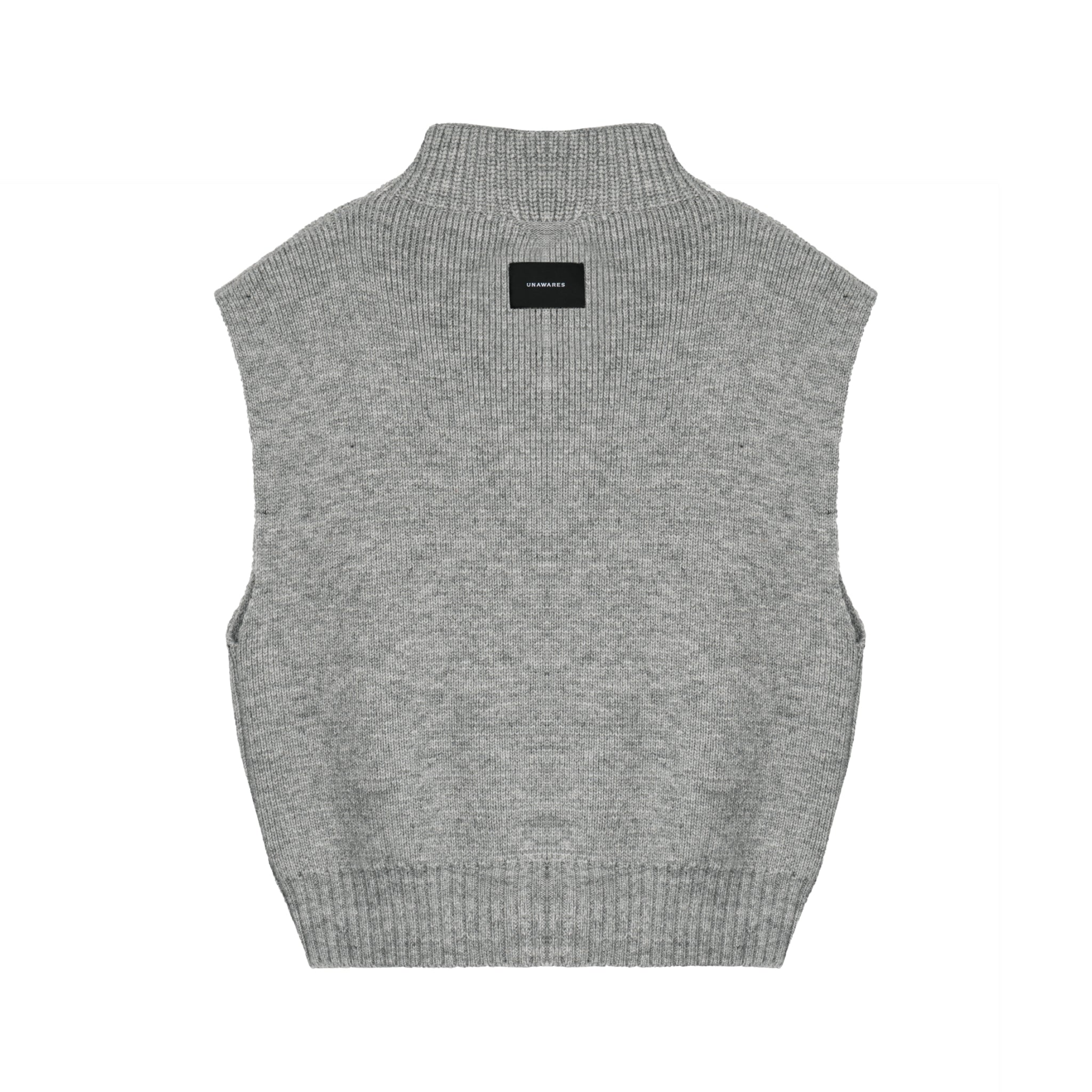 UNAWARES Grey Logo Cropped Cape-style sleeveless sweater | MADA IN CHINA