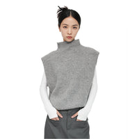 UNAWARES Grey Logo Cropped Cape-style sleeveless sweater | MADA IN CHINA