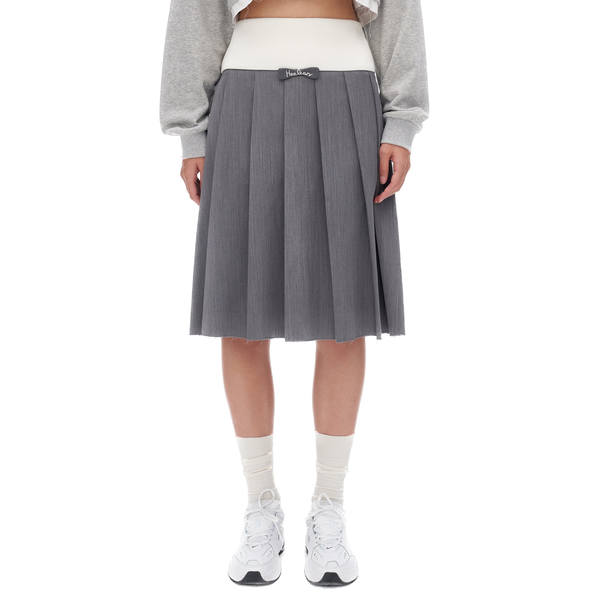 HERLIAN Grey Mid-length Pleated Skirt | MADA IN CHINA