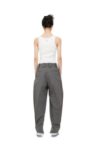 UNAWARES Grey Pleated Tapered Zip Slit Trousers | MADA IN CHINA