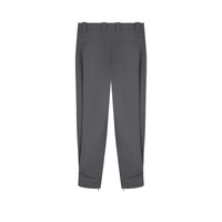 UNAWARES Grey Pleated Tapered Zip Slit Trousers | MADA IN CHINA