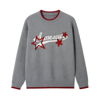 SOMESOWE Grey Retro Logo Print Star Sweater | MADA IN CHINA