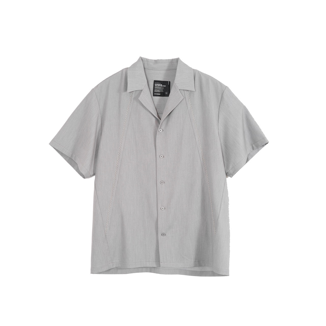 ARCH Grey Structured Line Draped Short Sleeve Shirt | MADA IN CHINA