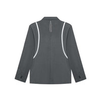 UNAWARES Grey Structured Line Spliced Double-Breasted Suit | MADA IN CHINA