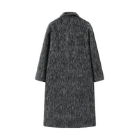 SOMESOWE Grey Wave Pattern Long Wool Coat | MADA IN CHINA