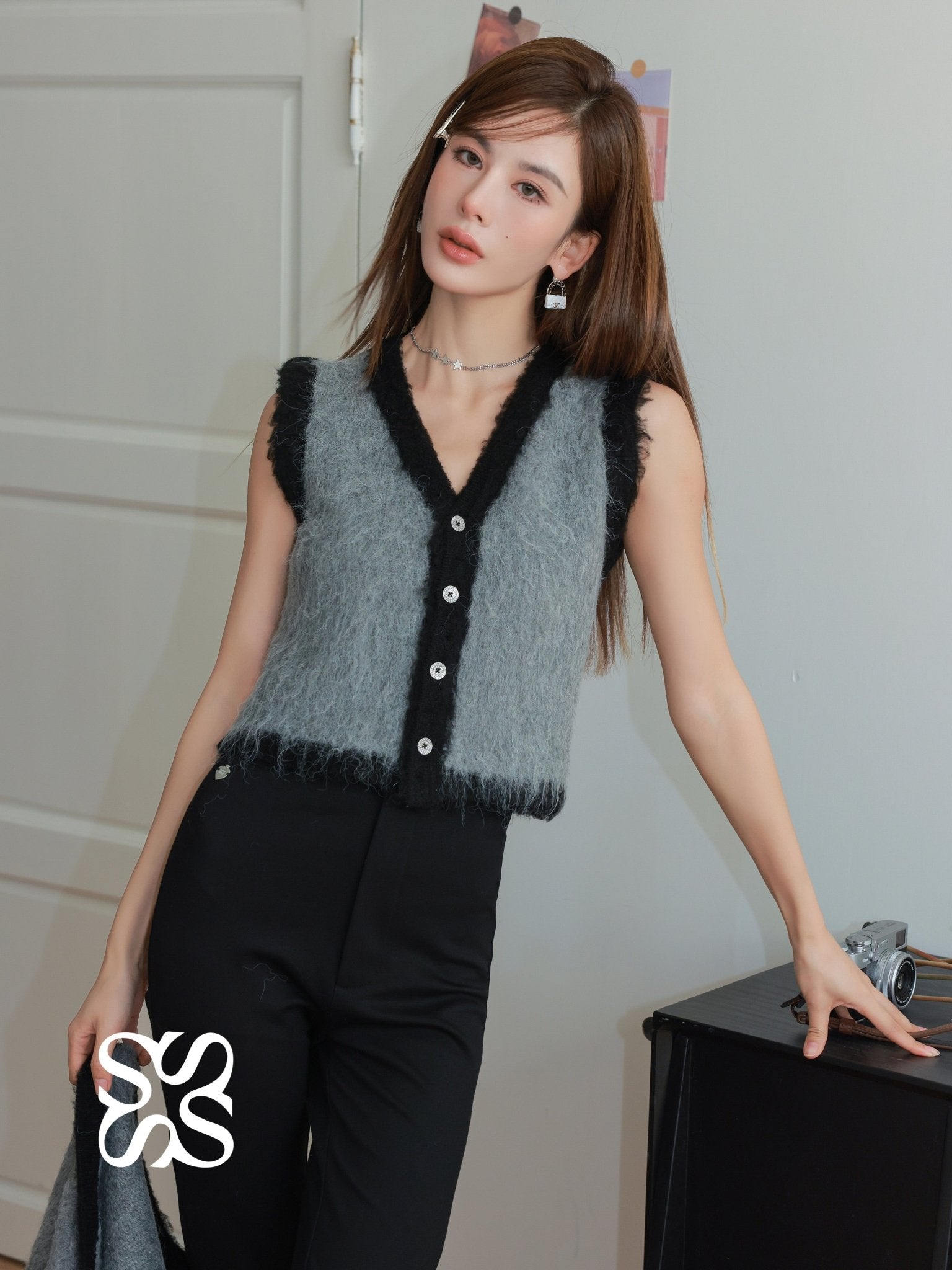 SOMESOWE Grey Wool Coat And Vest Set | MADA IN CHINA