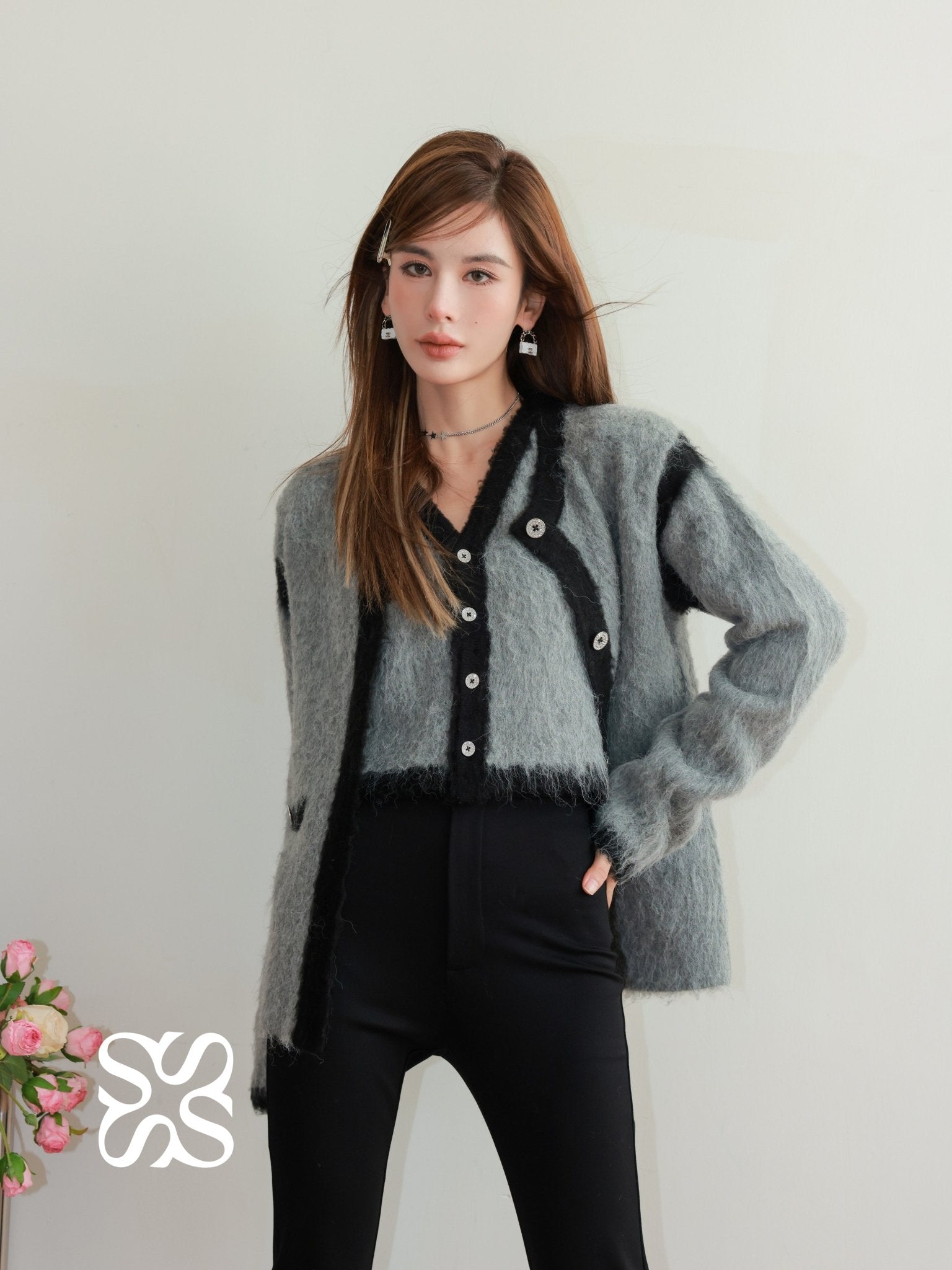 SOMESOWE Grey Wool Coat And Vest Set | MADA IN CHINA