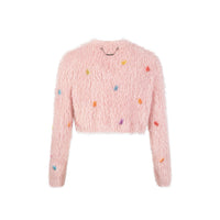 13 DE MARZO Gummy Bear Cover Feather Yarn Cardigan Barely Pink | MADA IN CHINA