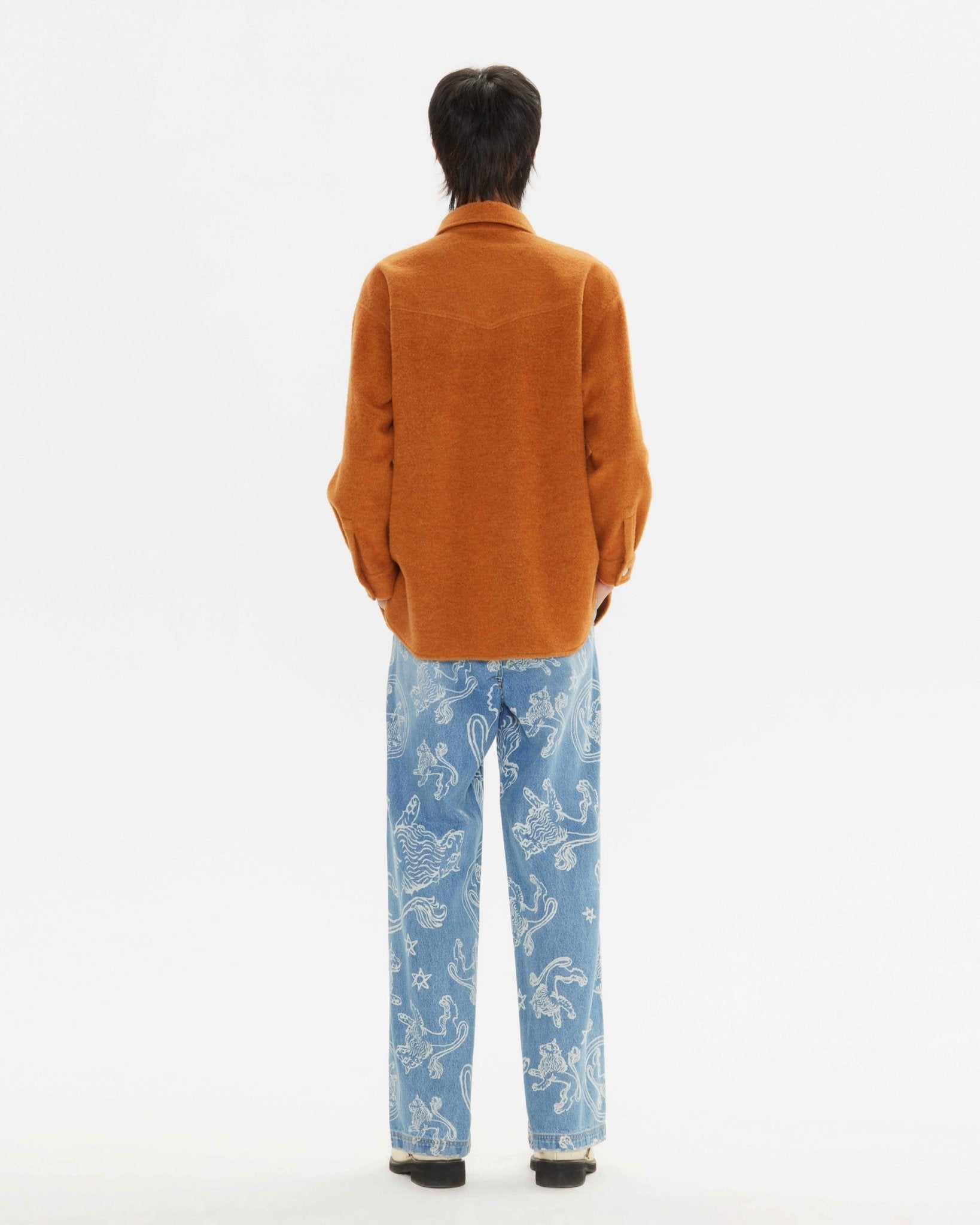 GARCON BY GARCON Hand Hook Pocket Trim Soft Wool POLO Pullover Shirt Orange | MADA IN CHINA