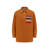 GARCON BY GARCON Hand Hook Pocket Trim Soft Wool POLO Pullover Shirt Orange | MADA IN CHINA