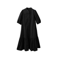 ICE DUST ICE DUST Round Neck Puff Sleeve Flouncy Dress Black | MADA IN CHINA