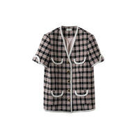 ICE DUST ICE DUST V Neck Stitched Pink Checkered | MADA IN CHINA
