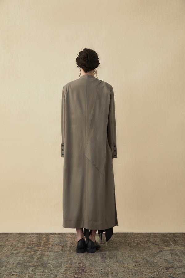 ELYWOOD Ink Grey Wool Draped Coat | MADA IN CHINA