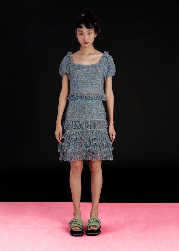 KNIT CLUB 1990™ KAI Floral Tassel Half Skirt | MADA IN CHINA