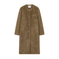 SOMESOWE Khaki Faux Fur Long Coat | MADA IN CHINA