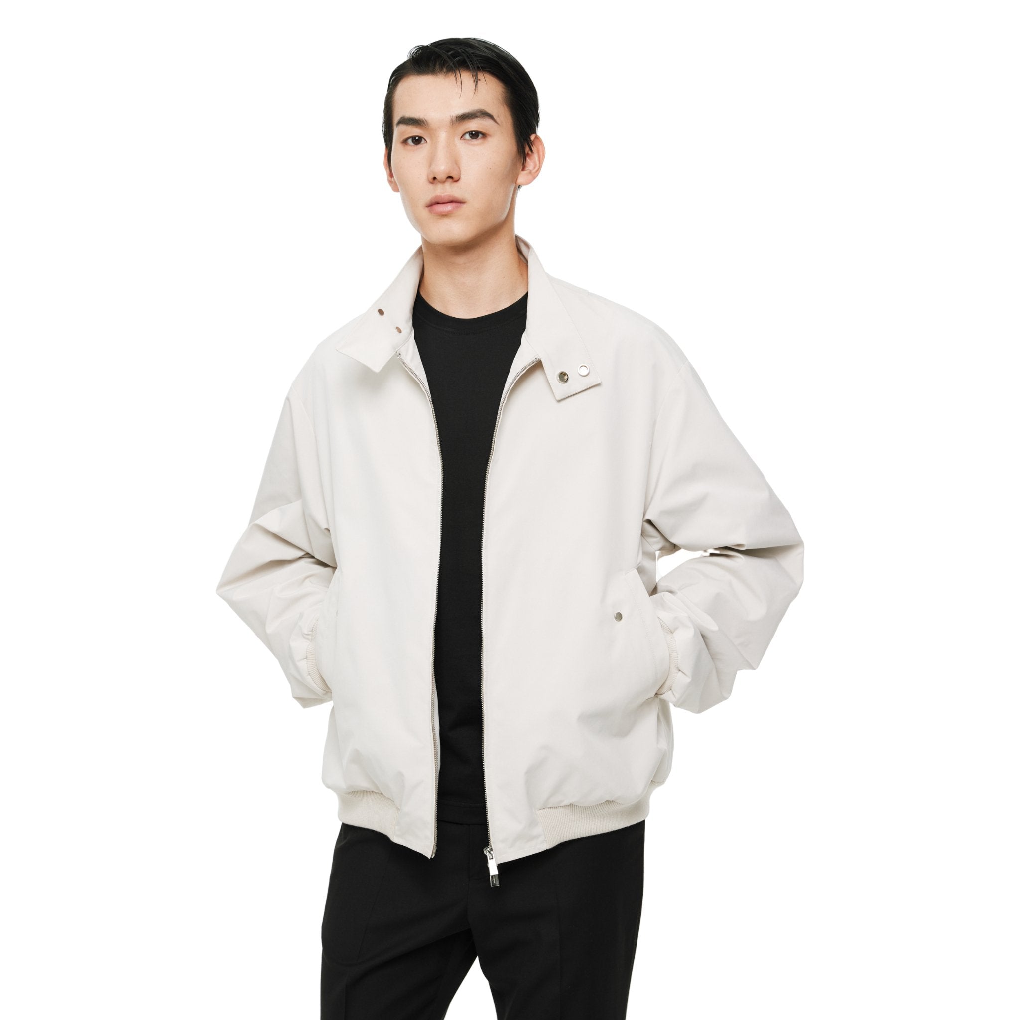 UNAWARES Khaki Irregular Patchwork Harrington Jacket | MADA IN CHINA