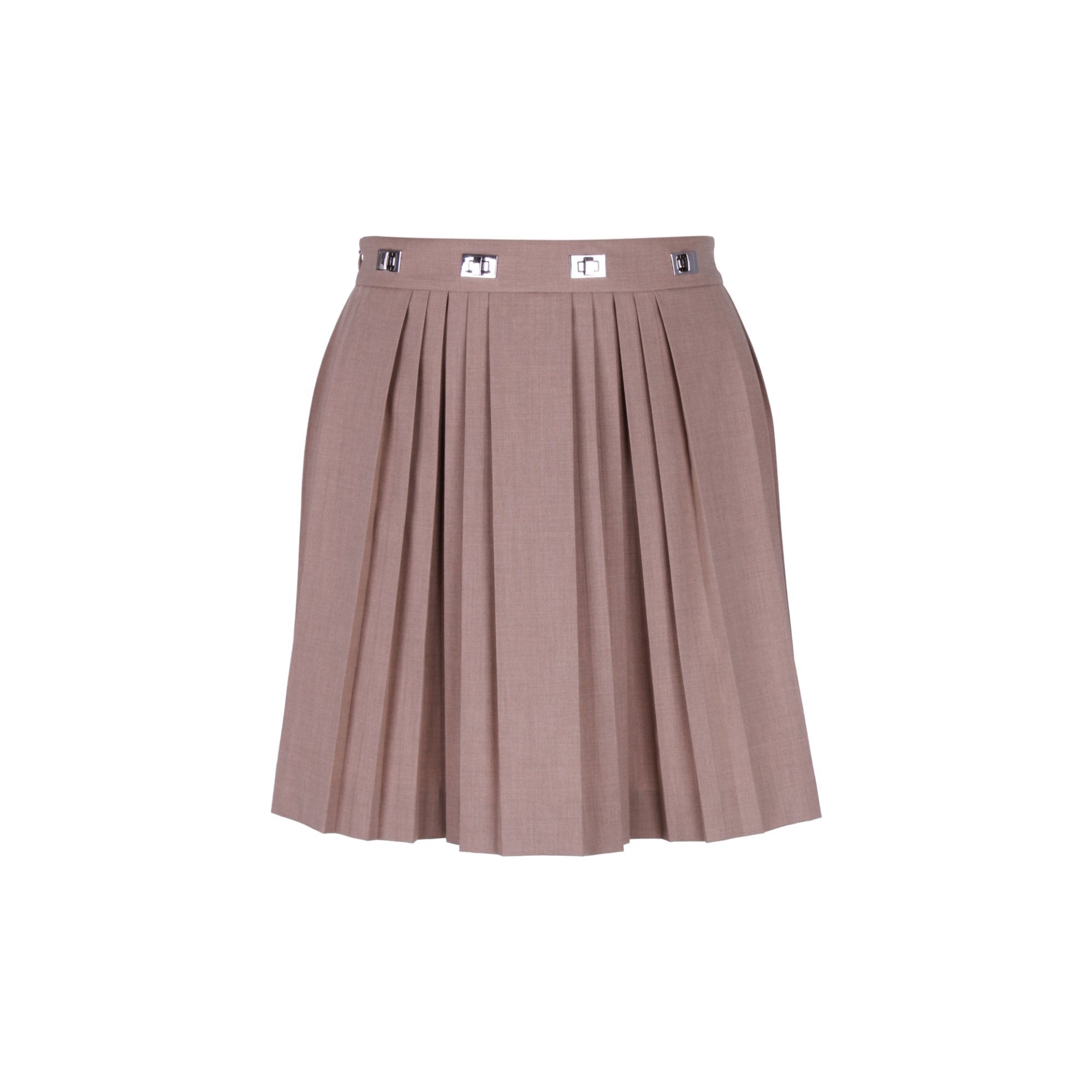 CALVIN LUO Khaki Small Twist-Lock Pleated Skirt | MADA IN CHINA