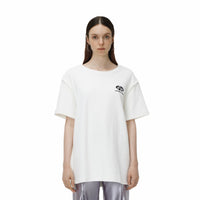 MEDIUM WELL Knitted Fabric Reverse Logo T-shirt White | MADA IN CHINA