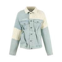 13DE MARZO Knitting Wool Patchwork Jeans Jacket | MADA IN CHINA