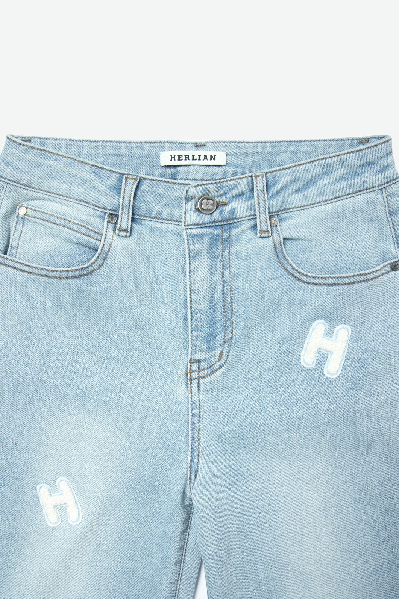 HERLIAN Labeled Logo Wide-Leg Jeans | MADA IN CHINA