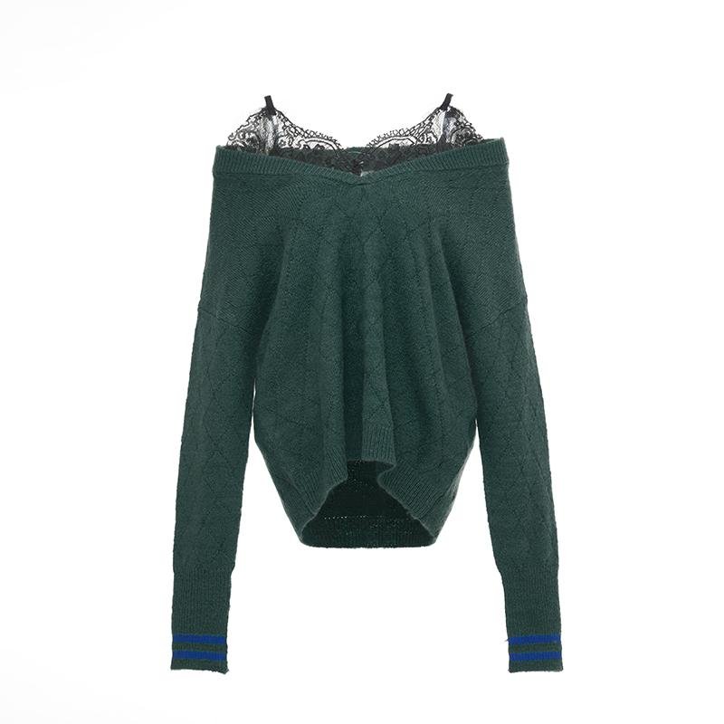 ANDREA MARTIN Lace Embellished Sweater | MADA IN CHINA