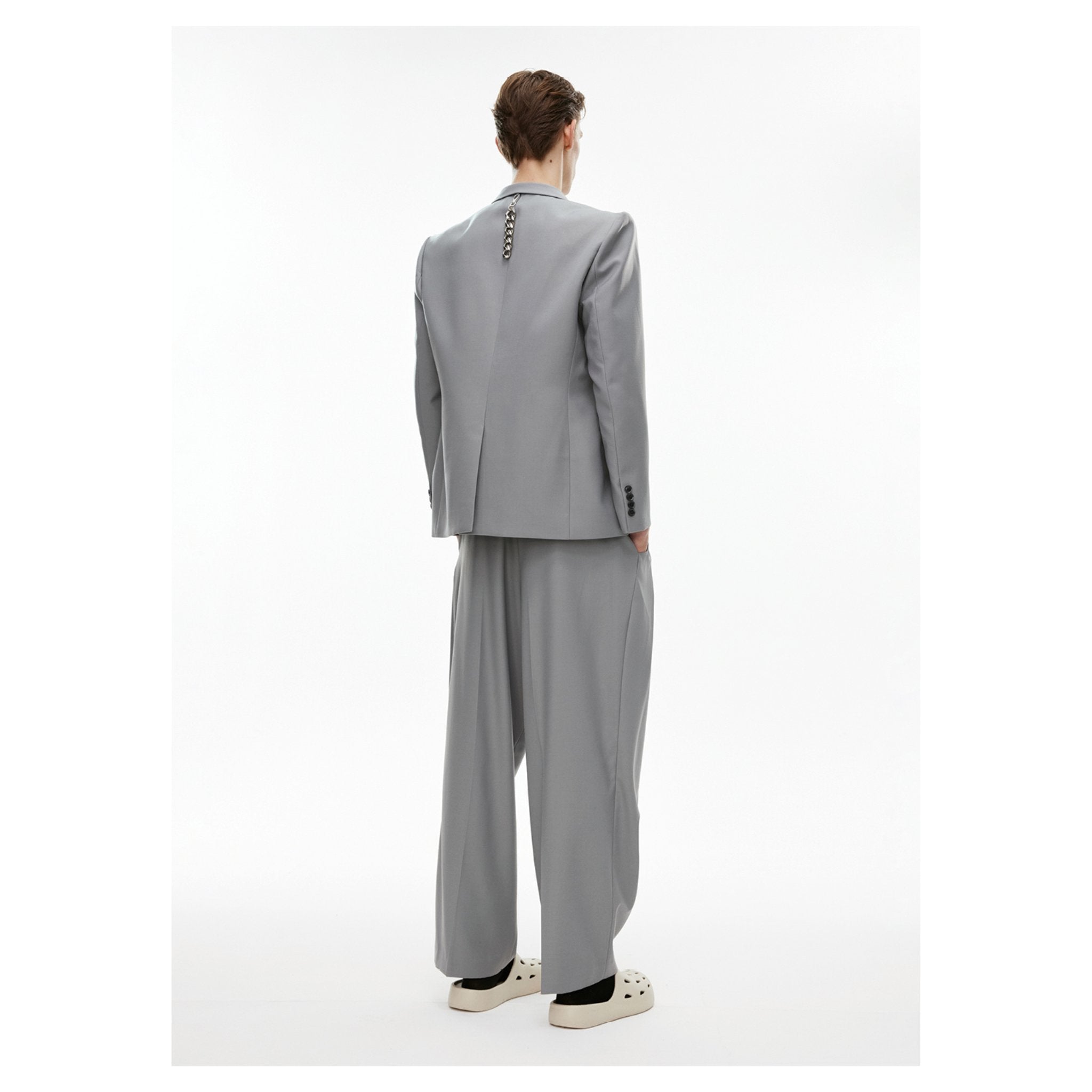 Unawares Laminated Cut Out Custom Adjustable Button Suit Grey | MADA IN CHINA