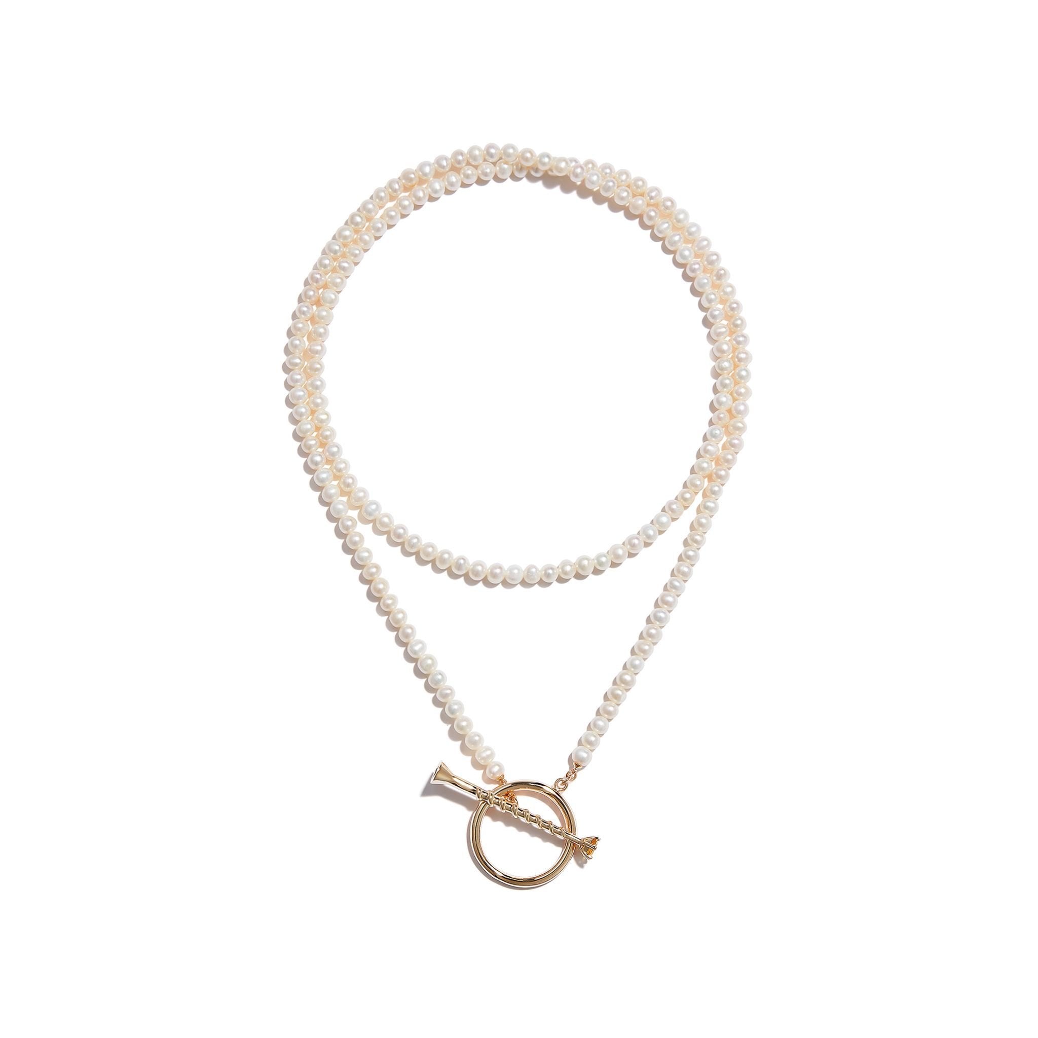 LOST IN ECHO Large OT Chain Pearl Necklace Gold | MADA IN CHINA