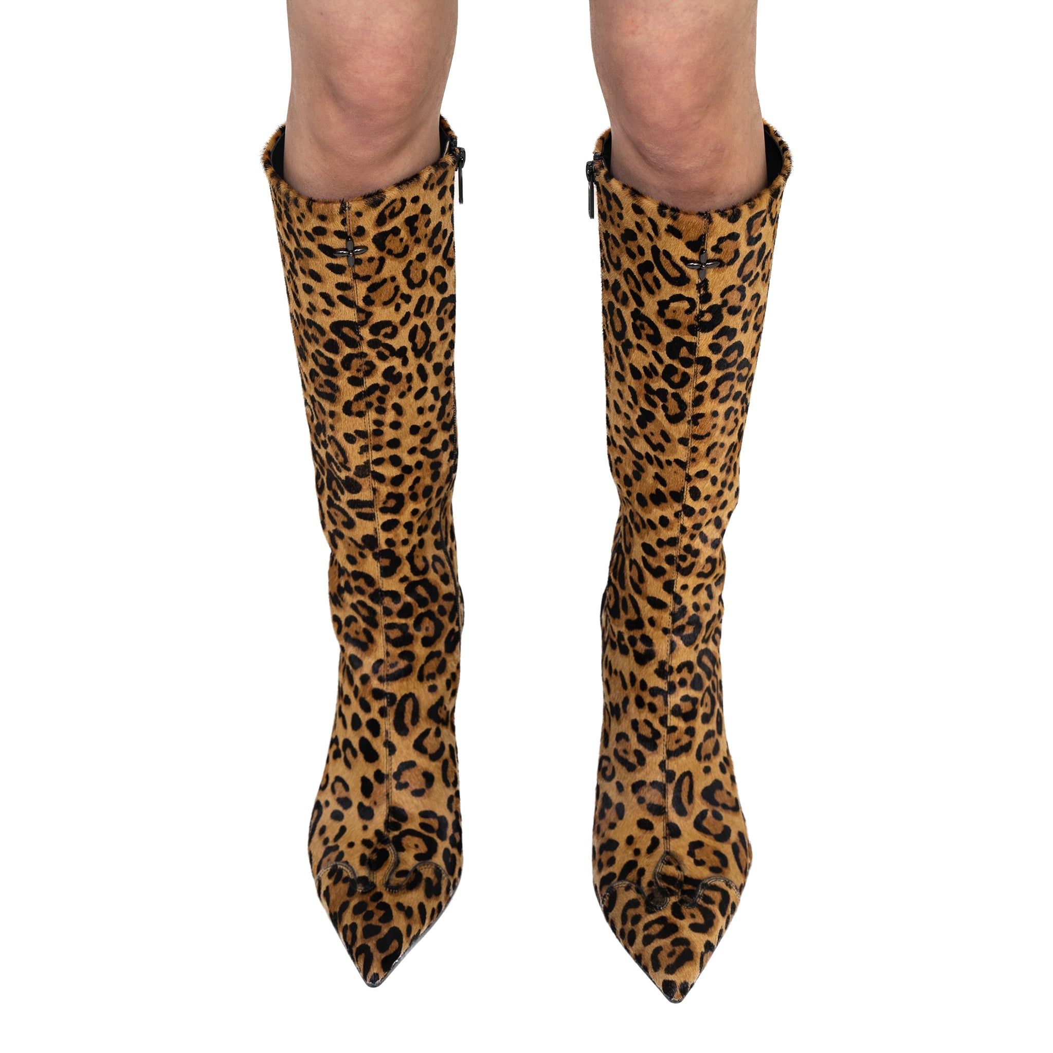SMFK Leopard Compass Vintage Cowhide High-Boots | MADA IN CHINA
