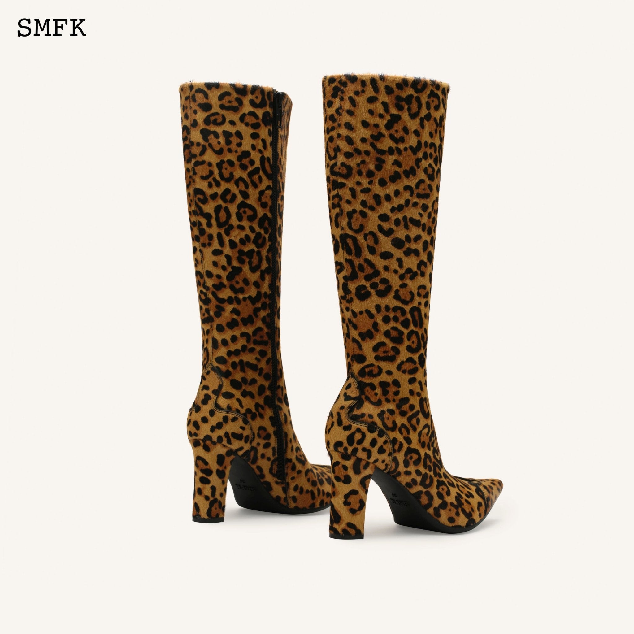 SMFK Leopard Compass Vintage Cowhide High-Boots | MADA IN CHINA