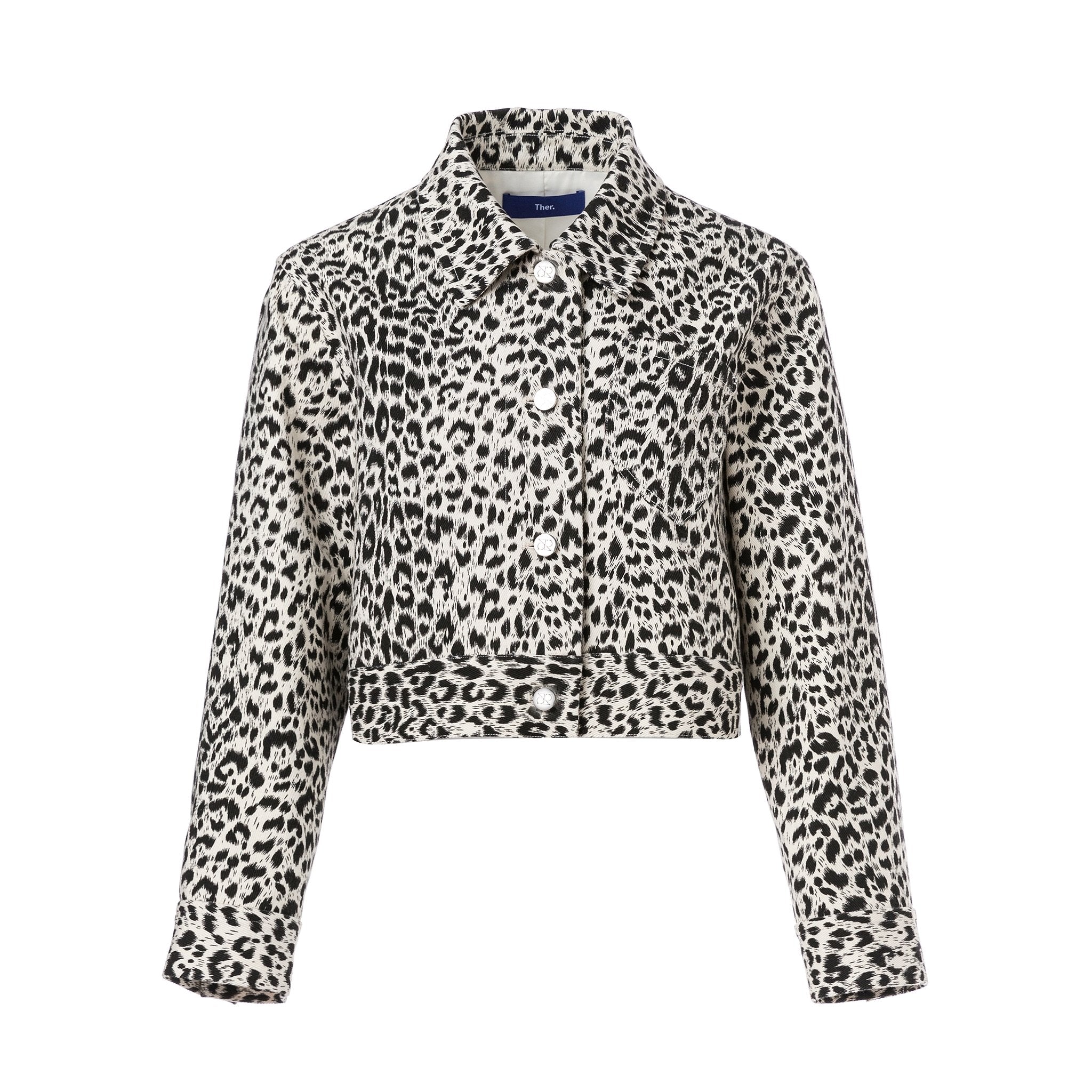 Ther. Leopard Print Denim Short Jacket | MADA IN CHINA