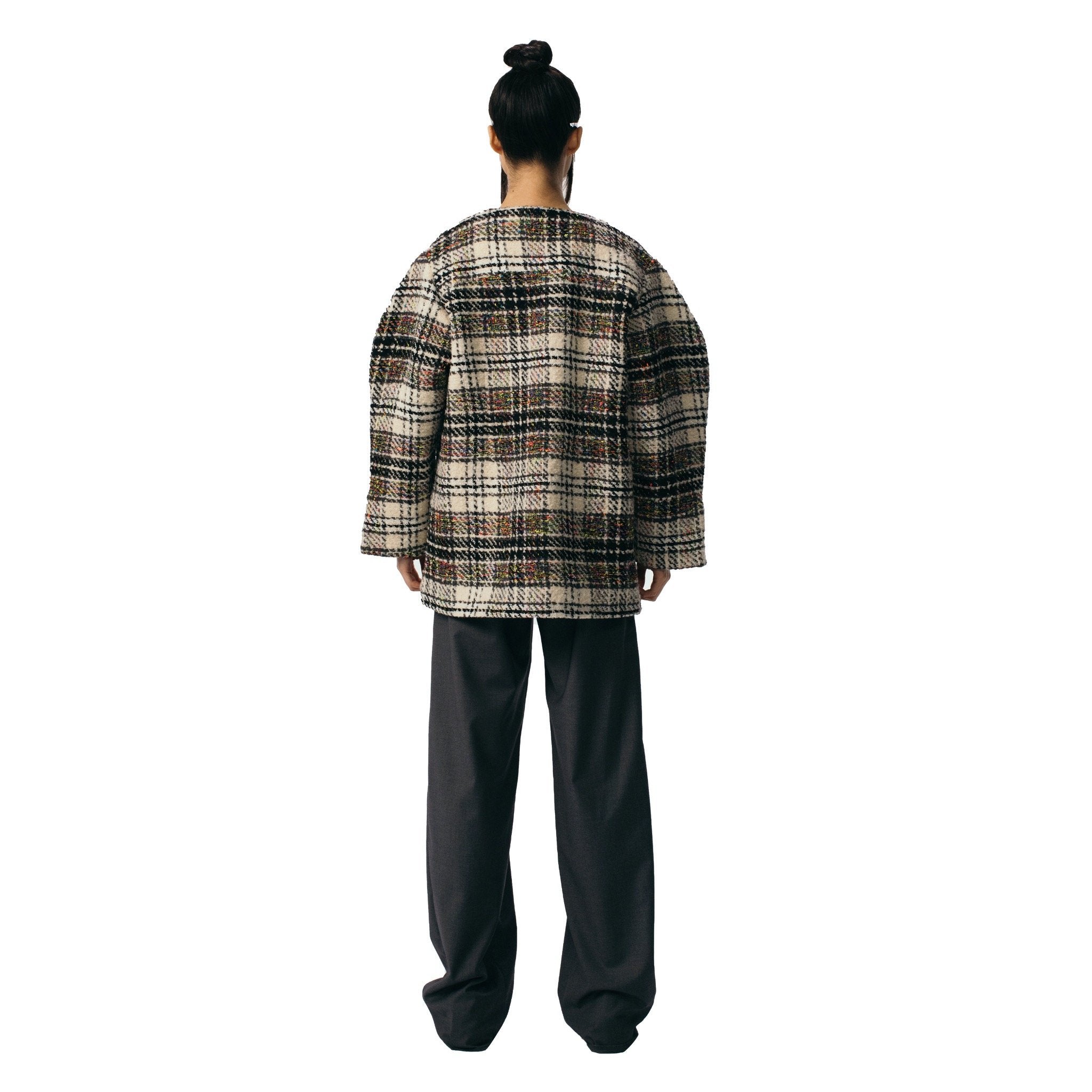 ANN ANDELMAN Light Brown Plaid Oversize Jacket | MADA IN CHINA