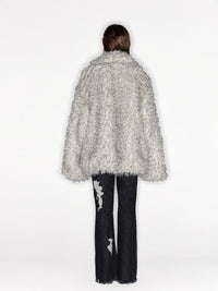 Andrea Martin Light Grey Lapel Fur Feather Coat | MADA IN CHINA
