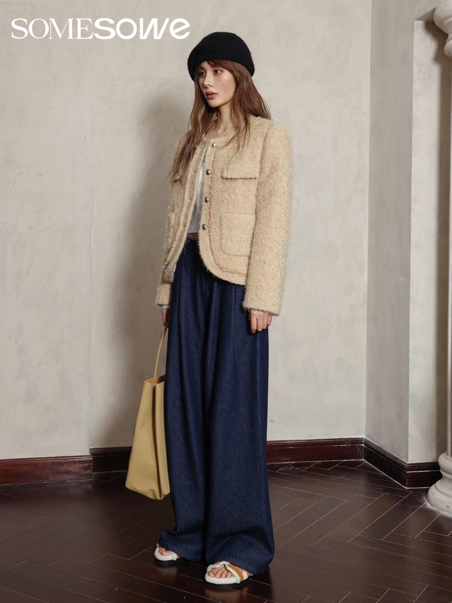 SOMESOWE Light Khaki Wool Coat | MADA IN CHINA