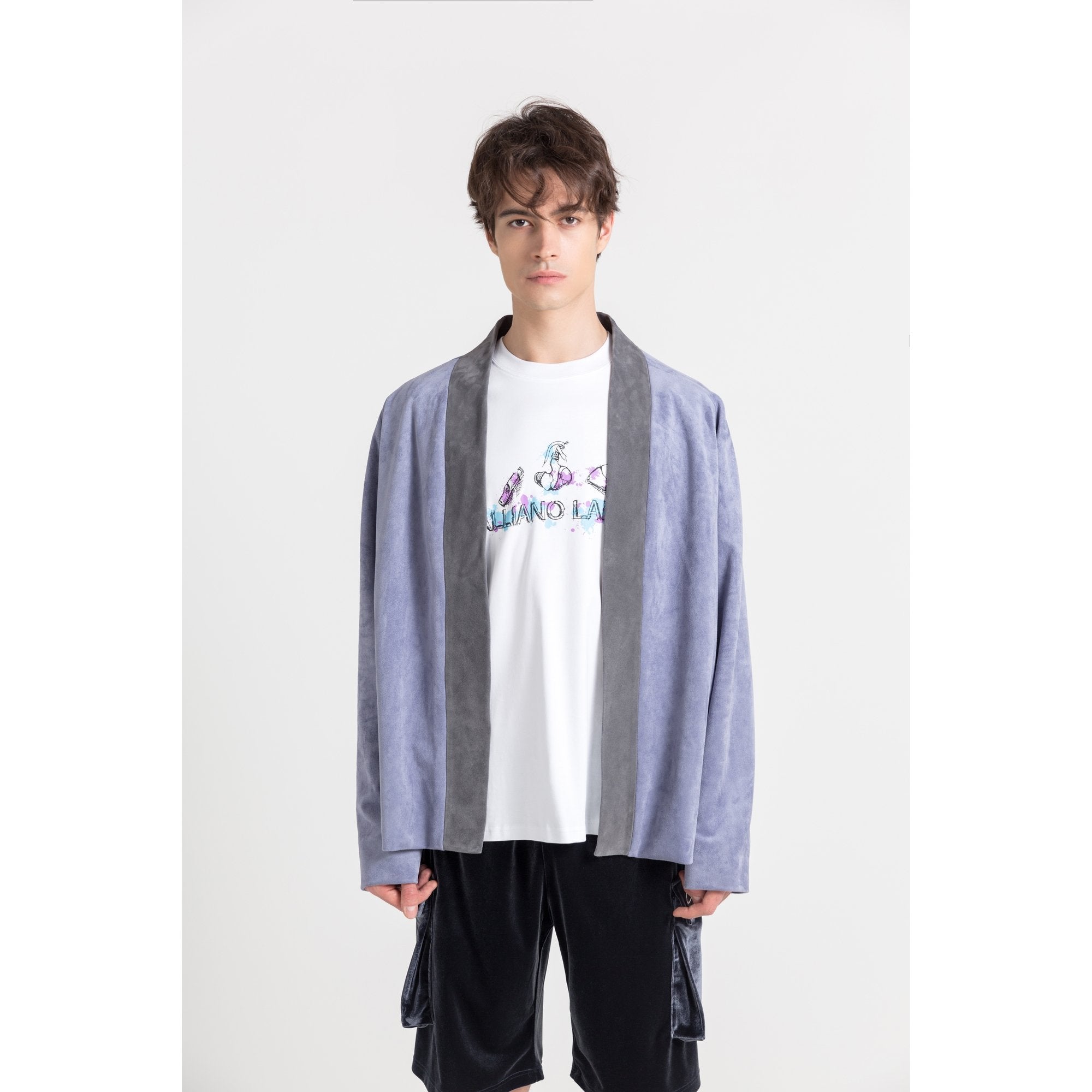 GALLIANO LANDOR Lilac Suede Fabric Kimono Jacket | MADA IN CHINA