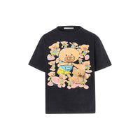 13 DE MARZO Little Bear Collection Washed Illustration T-shirt Black | MADA IN CHINA