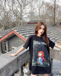 CHARLIE LUCIANO Little Red Riding Hood Print Tee Black | MADA IN CHINA