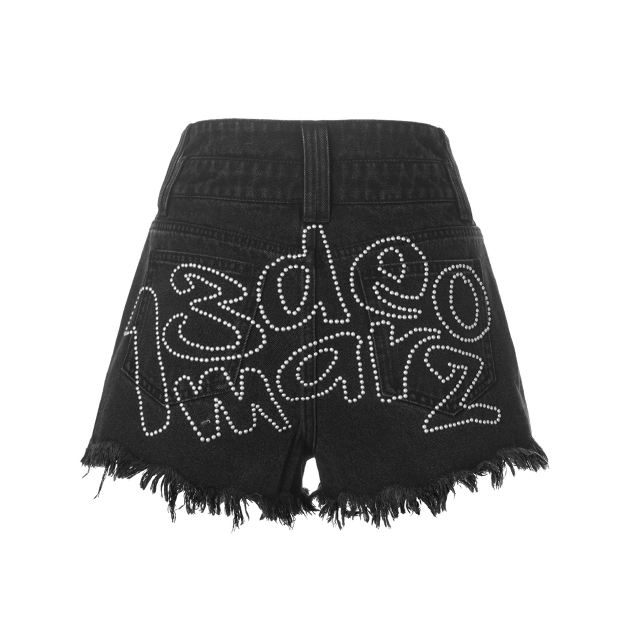 13DE MARZO Logo Broken Denim Shorts Black | MADA IN CHINA