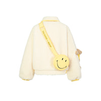 13DE MARZO x Smiley Messenger Bag Lamb Wool Coat Beige | MADA IN CHINA