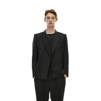 Unawares Metal Chain Classic Double Breasted Suit Black | MADA IN CHINA
